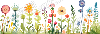 植物花邊簡潔插圖