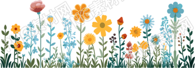 植物花邊童趣風素材
