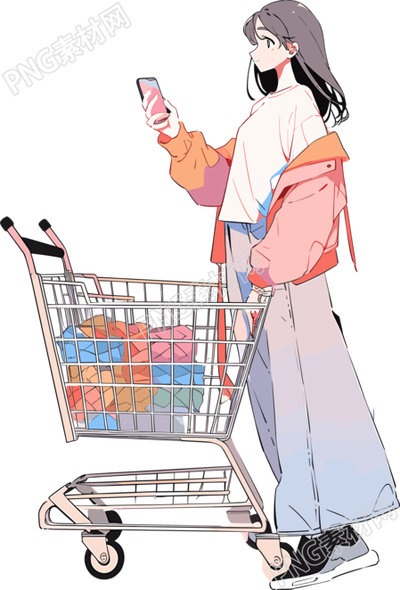 手機(jī)購(gòu)物女孩創(chuàng)意設(shè)計(jì)素材