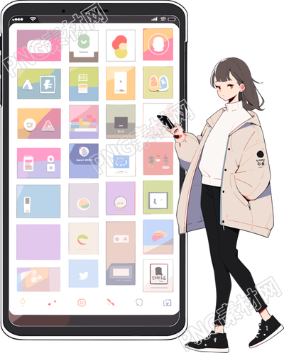 手機(jī)購(gòu)物女孩可商用素材