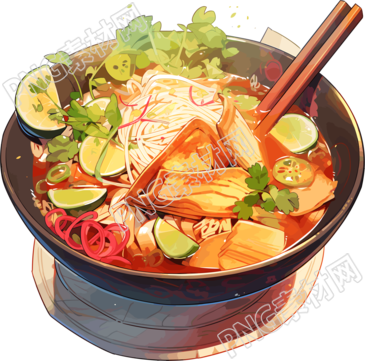泰式湯面插畫素材