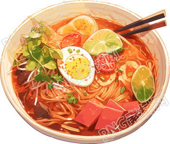 泰式湯面彩色作品素材