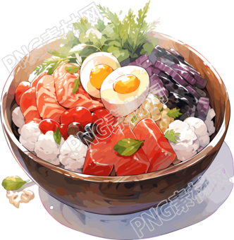 三文魚蓋飯鮮明插圖