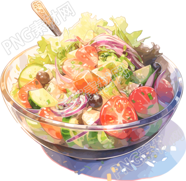 蔬菜沙拉透明背景插圖