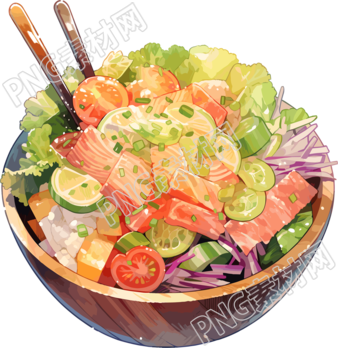 三文魚蓋飯插畫素材