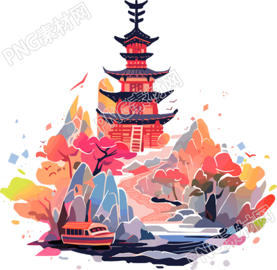 旅游風(fēng)景極簡設(shè)計插畫