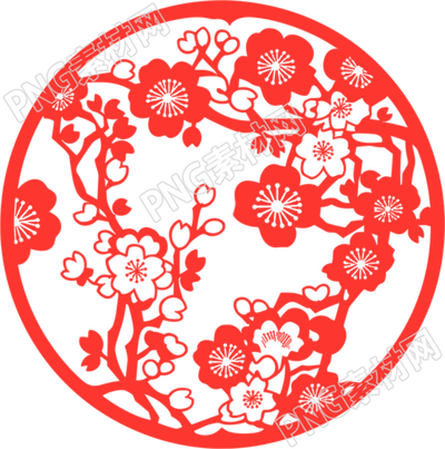 窗花剪紙梅花可商用素材