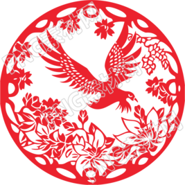 窗花剪紙老鷹插畫