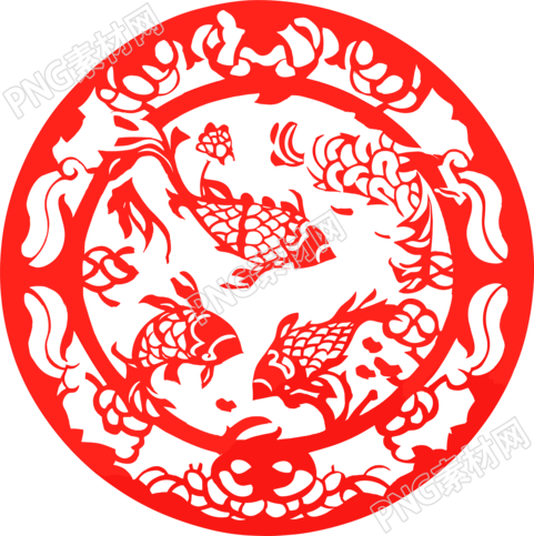 窗花剪纸锦鲤可商用素材