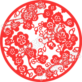 窗花剪紙扁平風(fēng)梅花素材