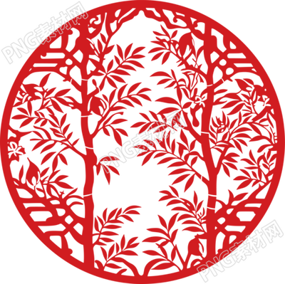 窗花剪紙竹子扁平插圖