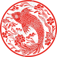 窗花剪紙唯美紅色錦鯉素材
