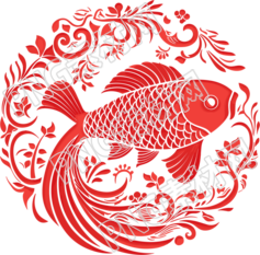 窗花剪紙簡約錦鯉元素