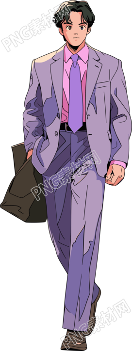 复古男生简约彩色插画