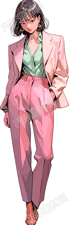 復(fù)古女生簡約彩插PNG素材