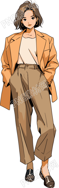 復(fù)古女生休閑西裝PNG素材