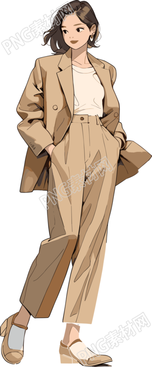 復(fù)古女生商務(wù)套裝插畫