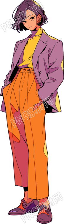 復(fù)古女生簡約彩插女性商務(wù)套裝素材
