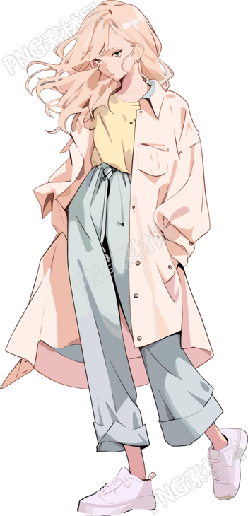 復(fù)古女生彩色插畫PNG圖形素材