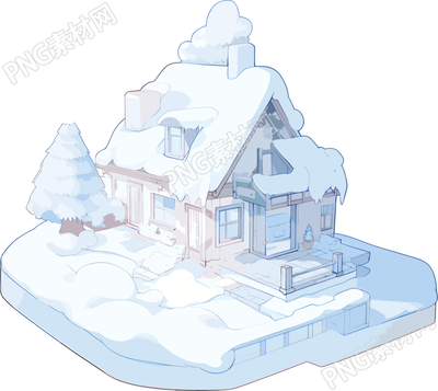 雪地小屋插畫設(shè)計素材