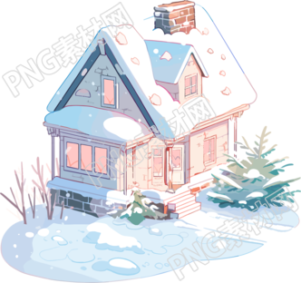 雪地小屋创意插图设计