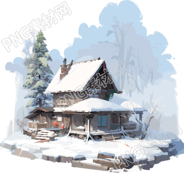 雪地小屋创意设计元素