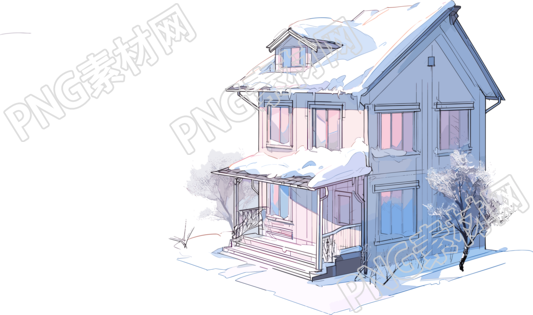 雪地小屋商业插画素材