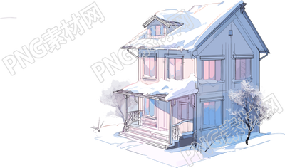 雪地小屋商業(yè)插畫素材