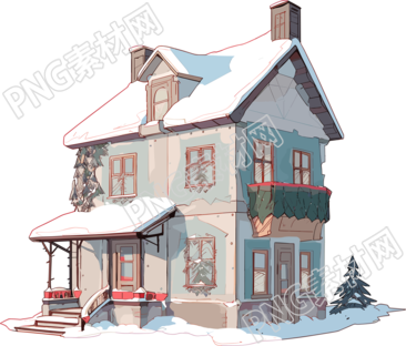 雪地小屋商业插画素材设计