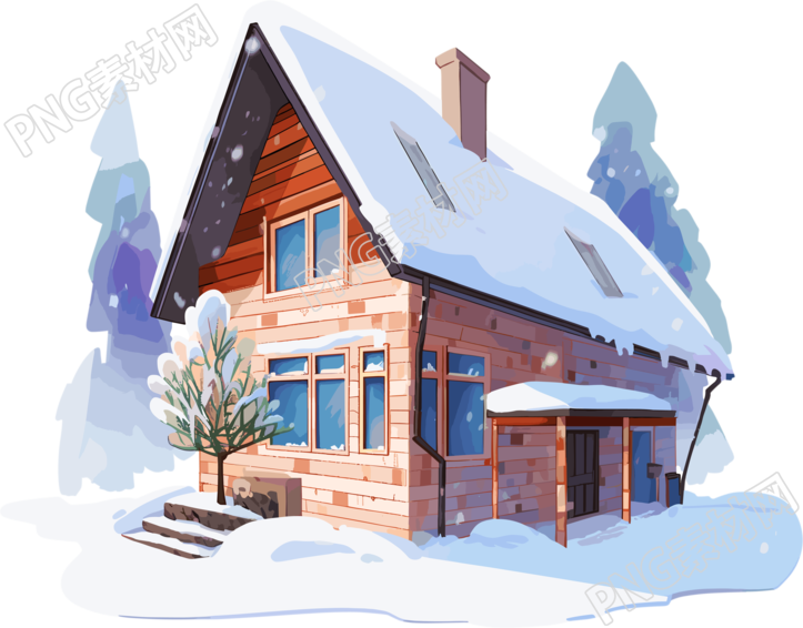 雪地小屋商业插图