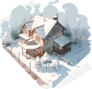 雪地小屋可商用插圖