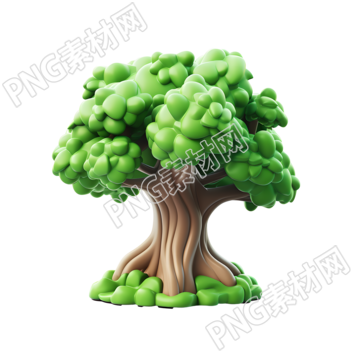 卡通大树透明背景插画