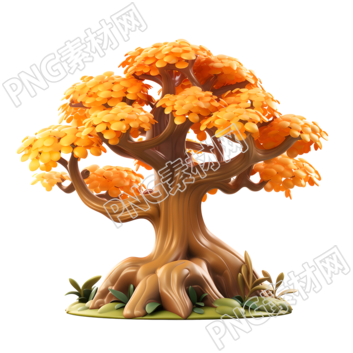 卡通大樹秋天插畫