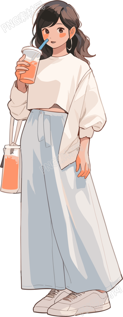 喝奶茶的女生簡約設(shè)計(jì)插畫