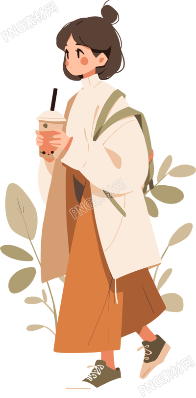喝奶茶的女生商用素材