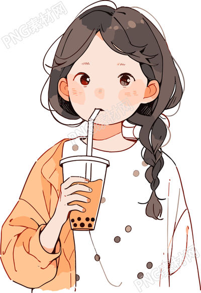 喝奶茶的女生創(chuàng)意設(shè)計(jì)插畫(huà)
