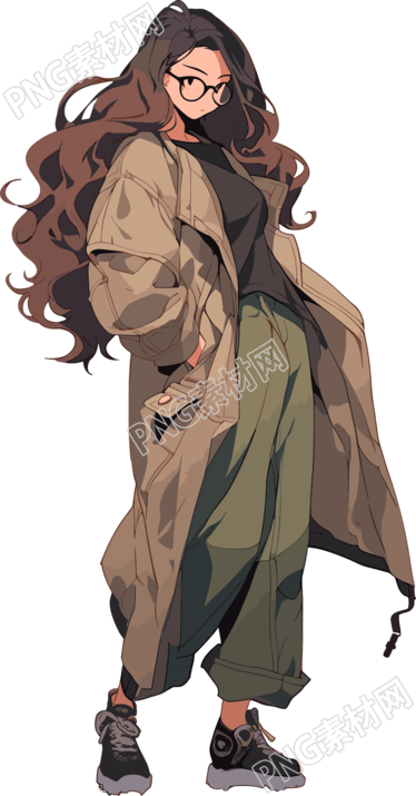 美拉德风衣美女插画设计
