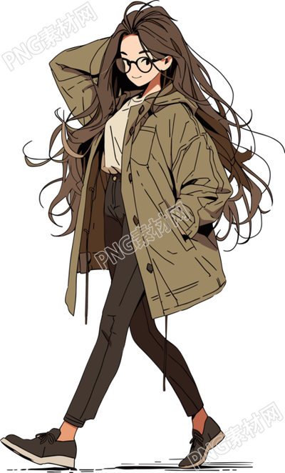 美拉德風(fēng)衣美女圖形素材PNG