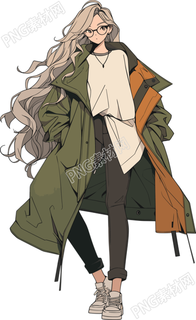 美拉德風(fēng)衣美女插畫素材