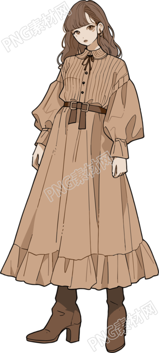 美拉德風(fēng)衣美女PNG素材