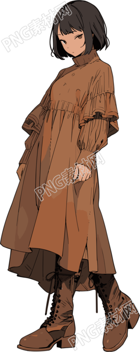 美拉德风衣美女插画设计