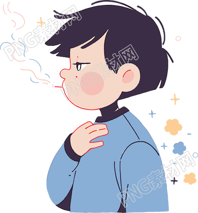 生病男孩咳嗽透明背景素材