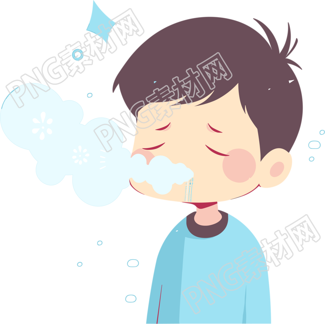 生病男孩咳嗽元素