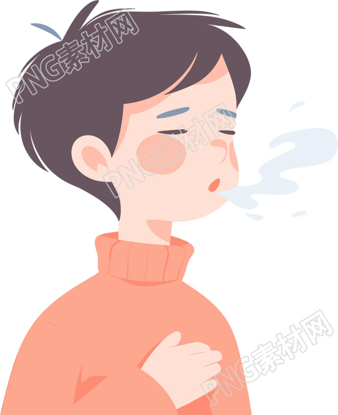 生病男孩咳嗽插图