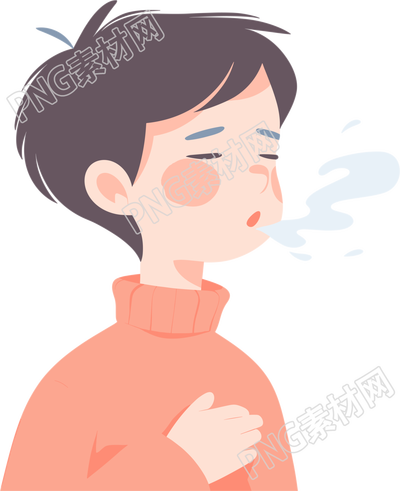 生病男孩咳嗽插圖