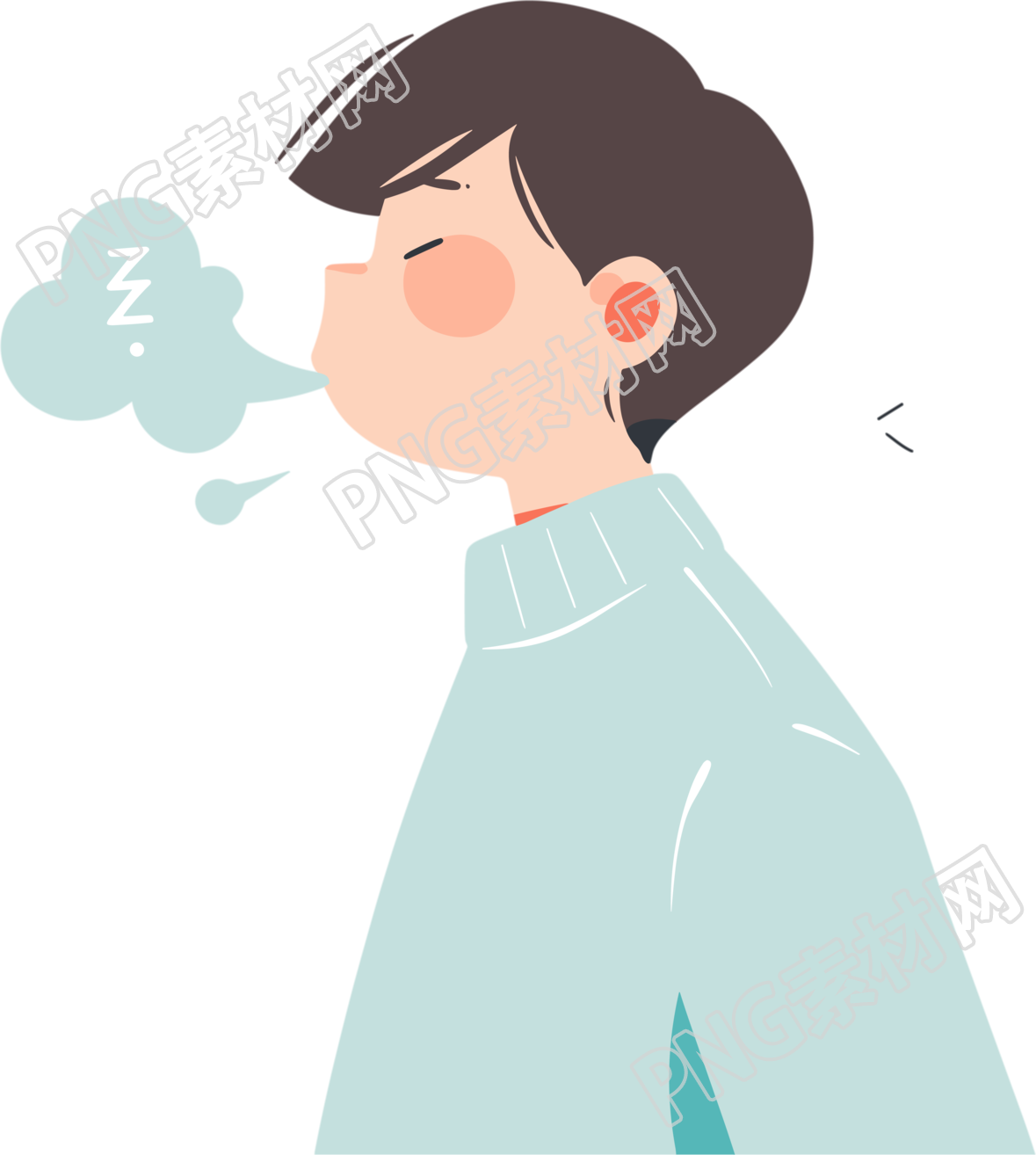 生病男孩咳嗽素材