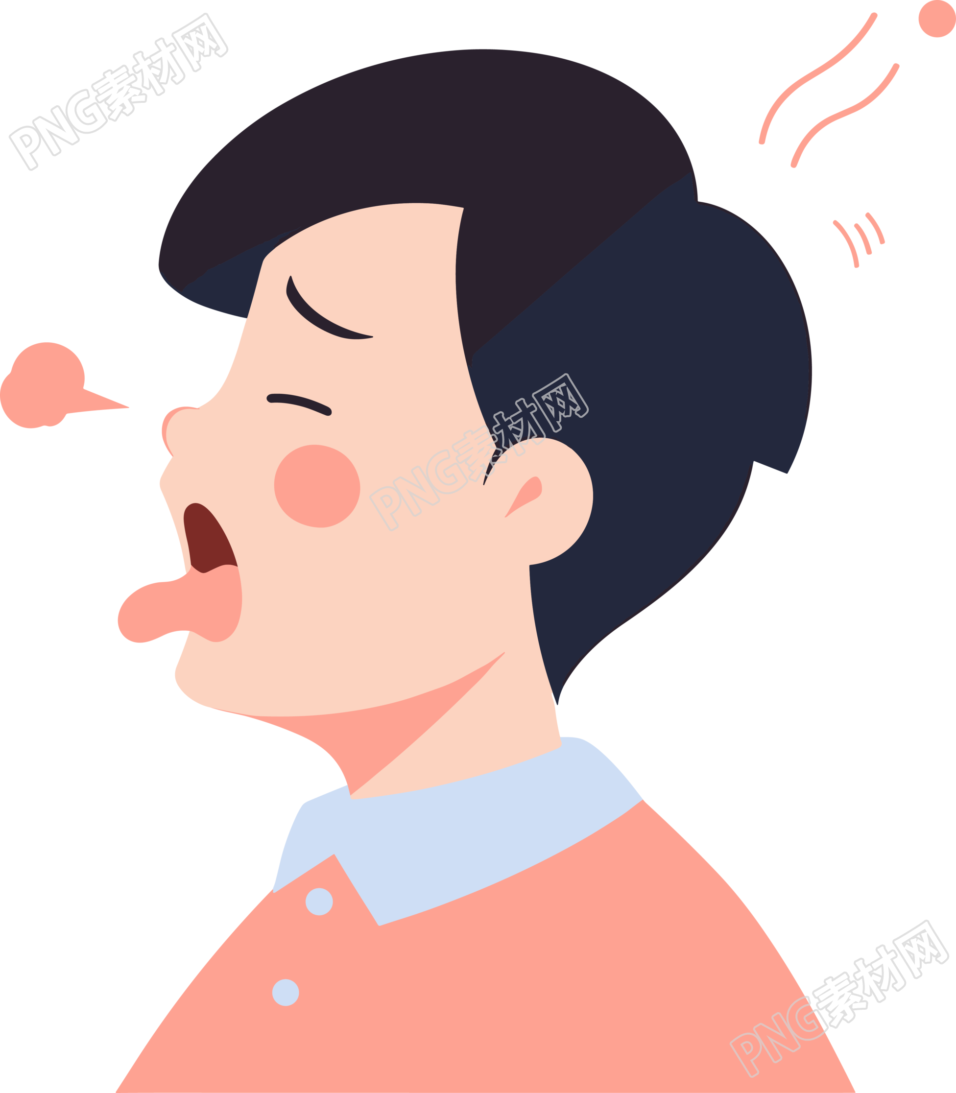 生病男孩咳嗽图形素材