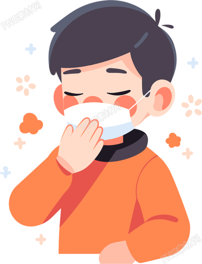 生病男孩透明背景插圖