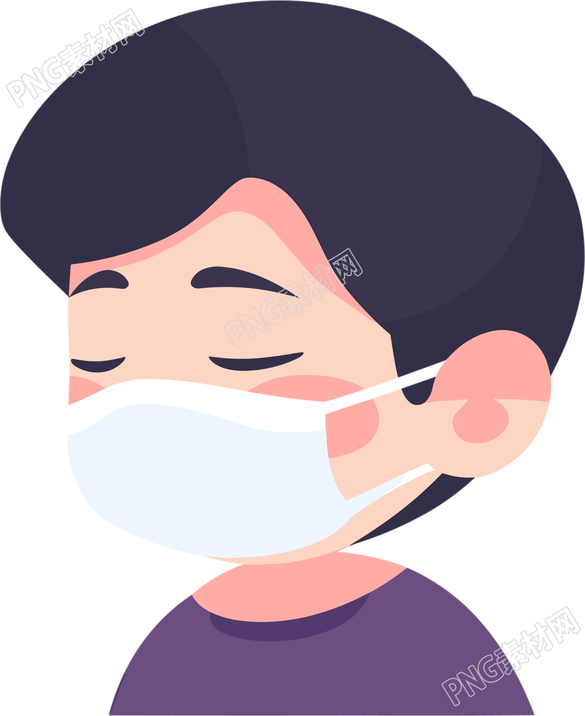 生病男孩高清PNG透明背景插画