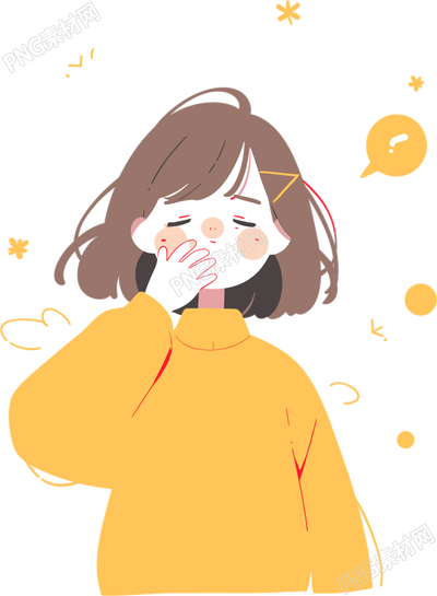 生病女孩咳嗽創(chuàng)意商業(yè)插畫